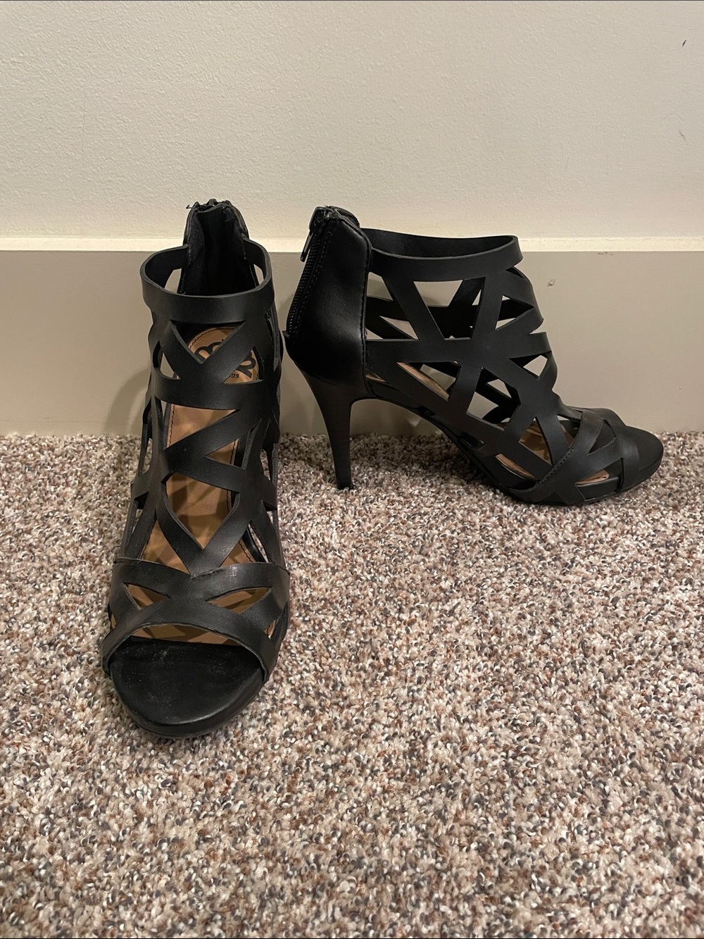 Fergalicious Black Strappy Cutout High Heel Sandals